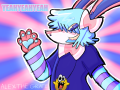 sylvester, alexs anthro oc...yes he is a sylveon yes his necklace is steamhappy...shut up.